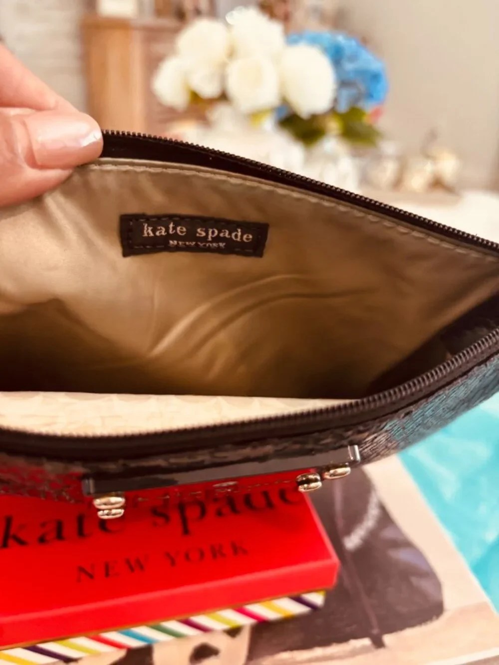 Kate Spade Black Snakeskin Pouch